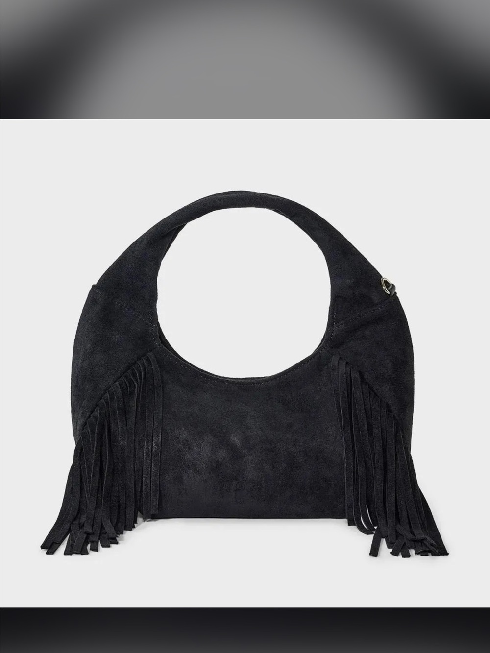 Black Suede Fringe Hobo Bag